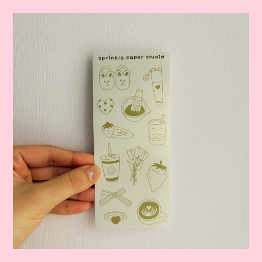 Strawberry matcha sticker sheet