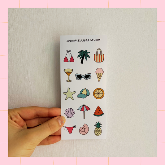 Summer icons sticker sheet