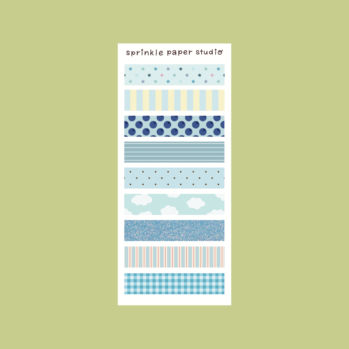 Blue washi slim sticker sheet