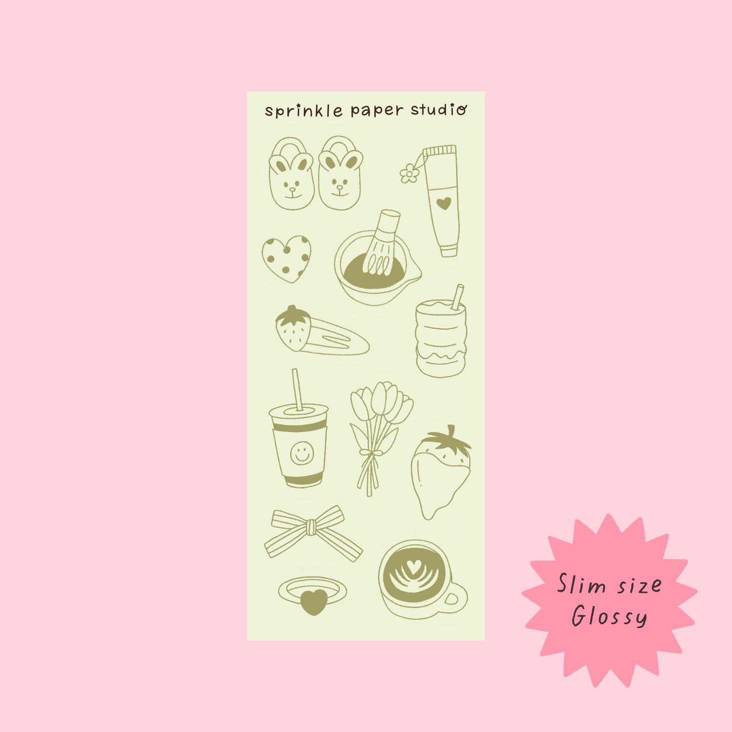 Strawberry matcha sticker sheet
