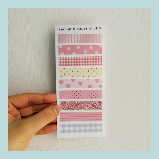Pink washi tapes sticker sheet