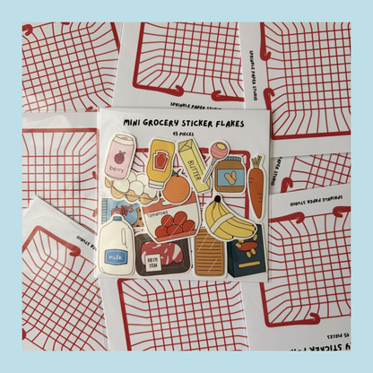 Mini grocery sticker flakes