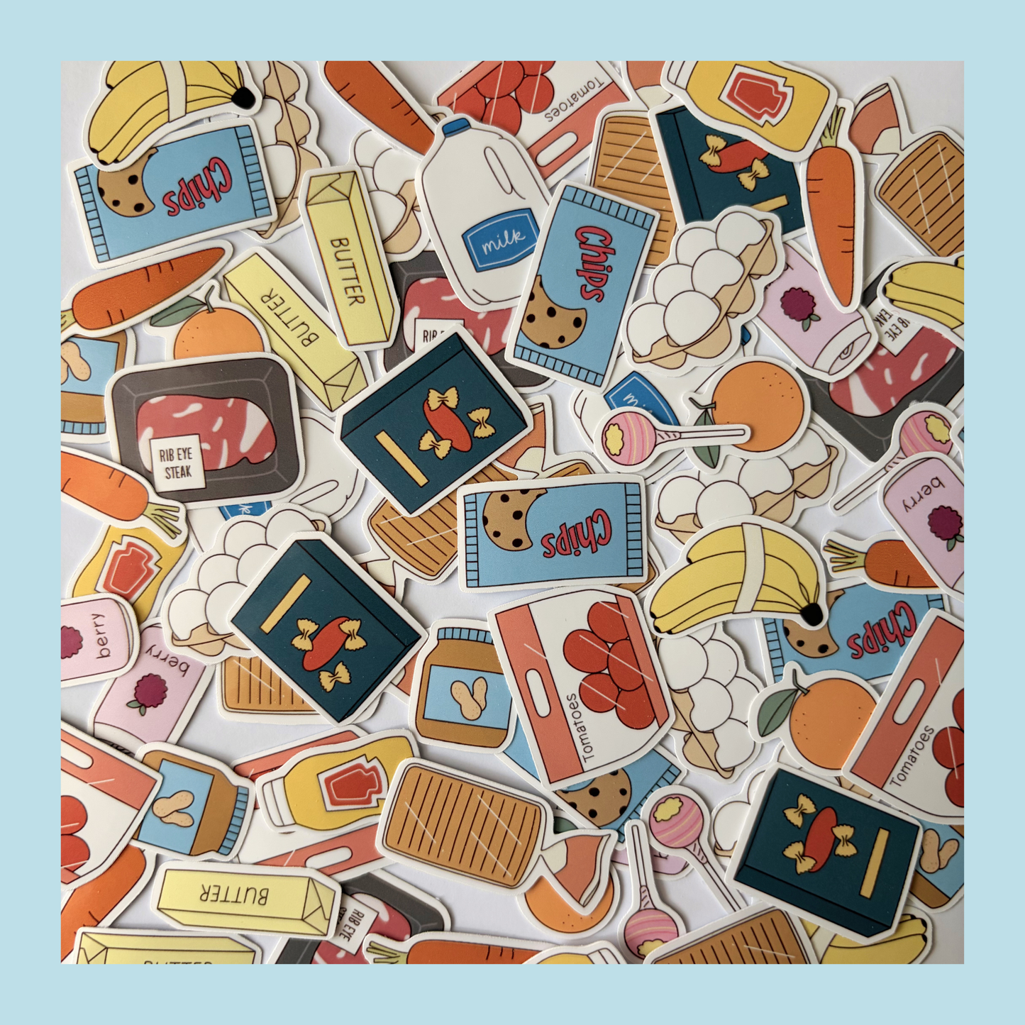 Mini grocery sticker flakes
