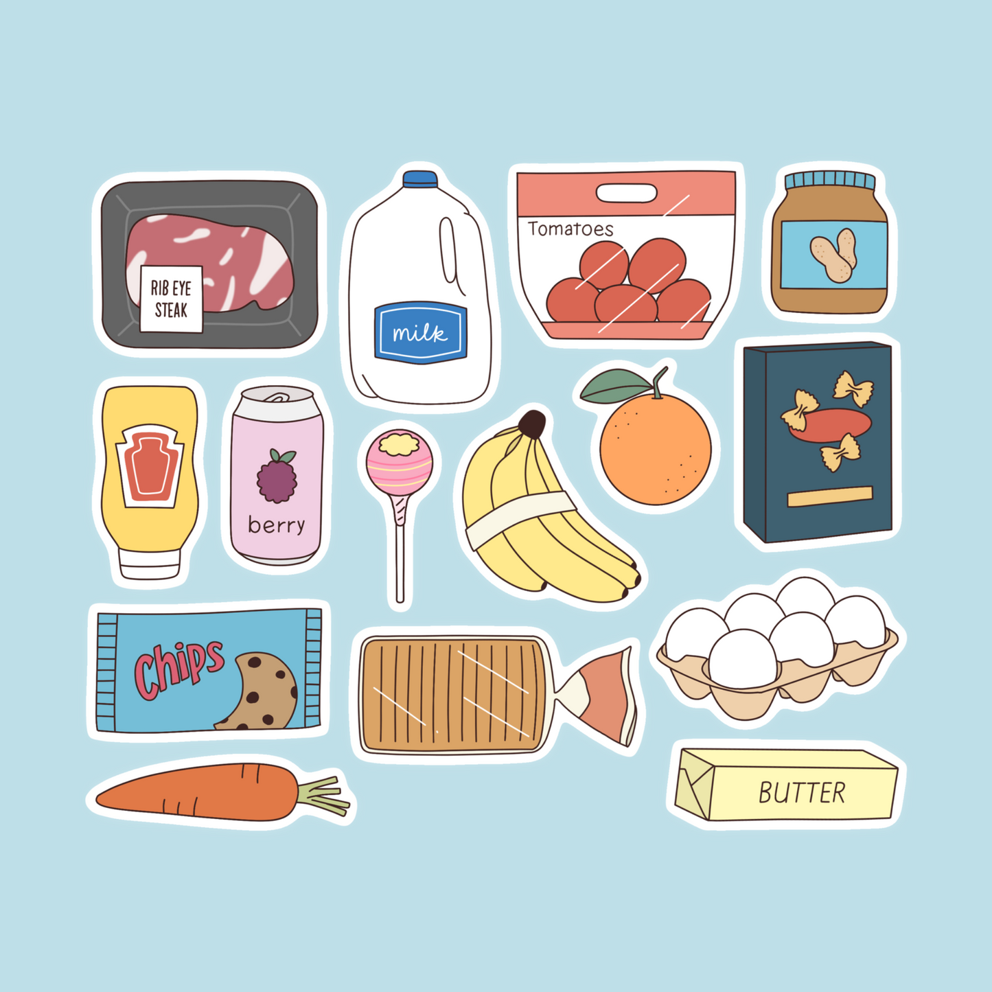 Mini grocery sticker flakes