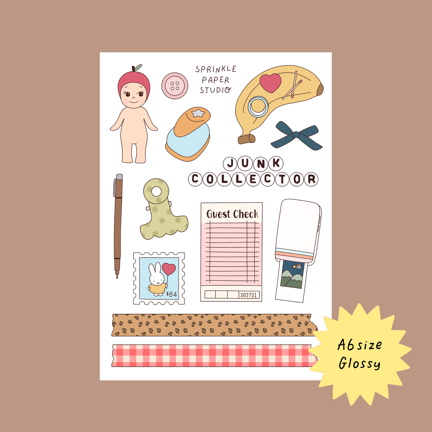 Junk journal sticker sheet
