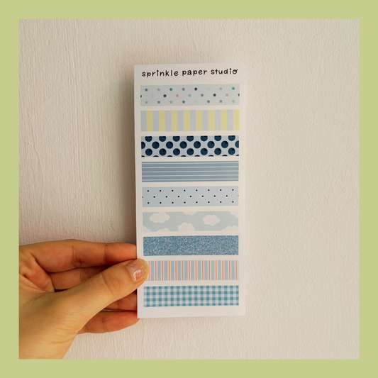 Blue washi tapes sticker sheet