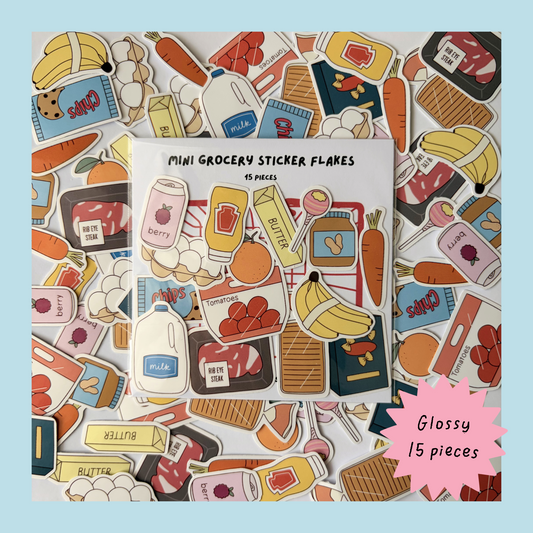 Mini grocery sticker flakes