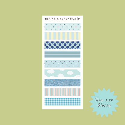 Blue washi tapes sticker sheet