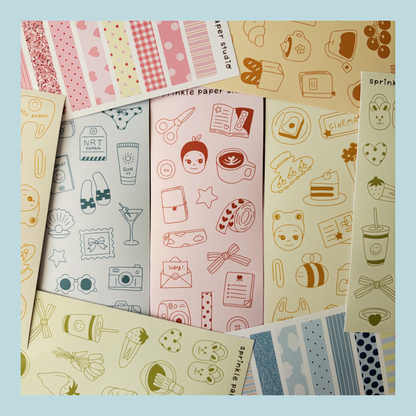 Pink washi tapes sticker sheet