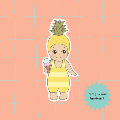 Pineapple baby angel sticker