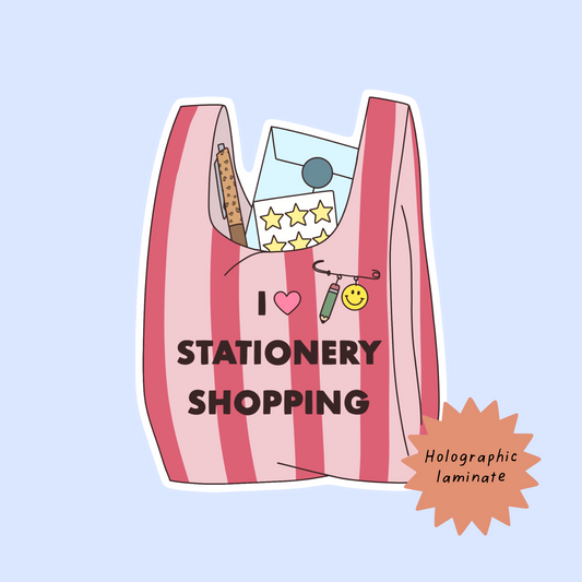 Stationery shopping bag sticker