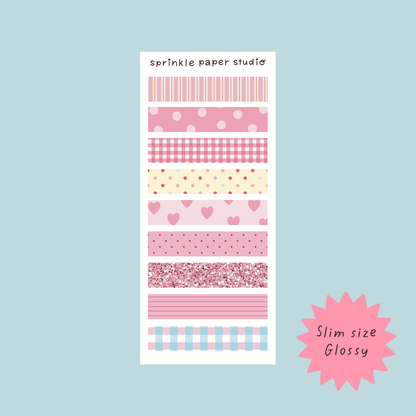 Pink washi tapes sticker sheet
