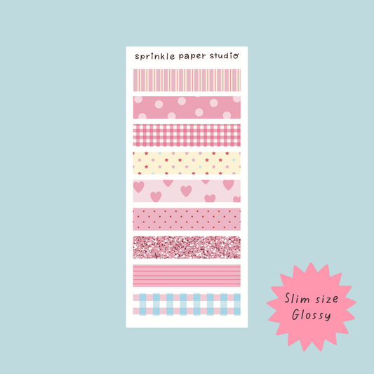 Pink washi tapes sticker sheet