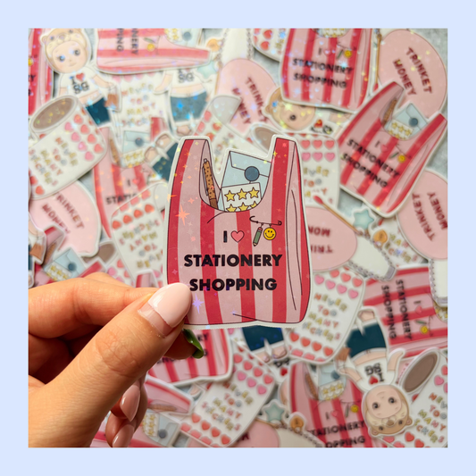 Stationery shopping bag sticker