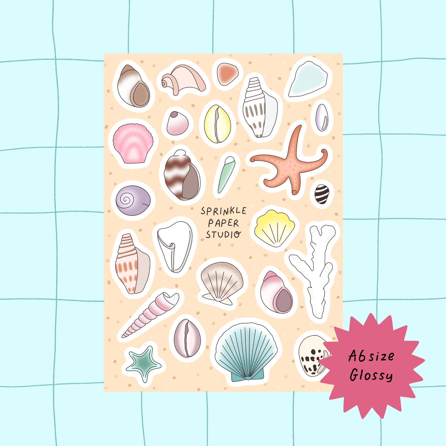Seashells sticker sheet