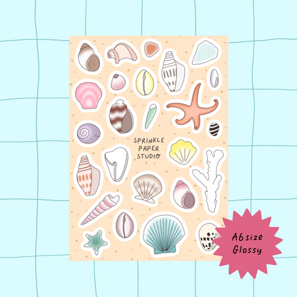 Seashells sticker sheet
