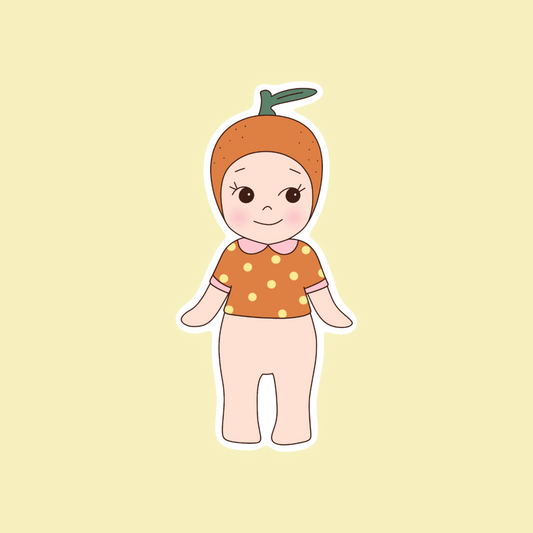 Orange baby angel sticker
