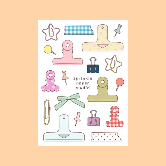 Paper clips sticker sheet