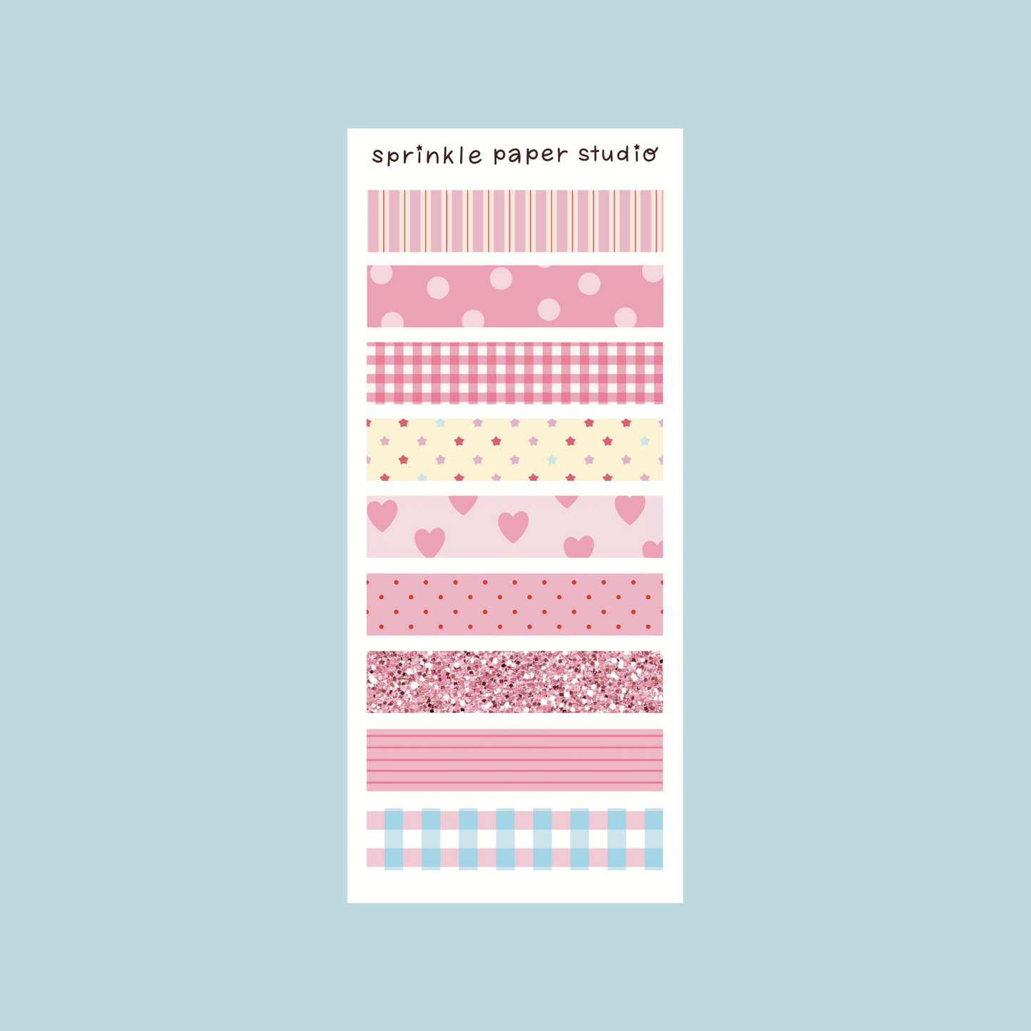 Pink washi slim sticker sheet