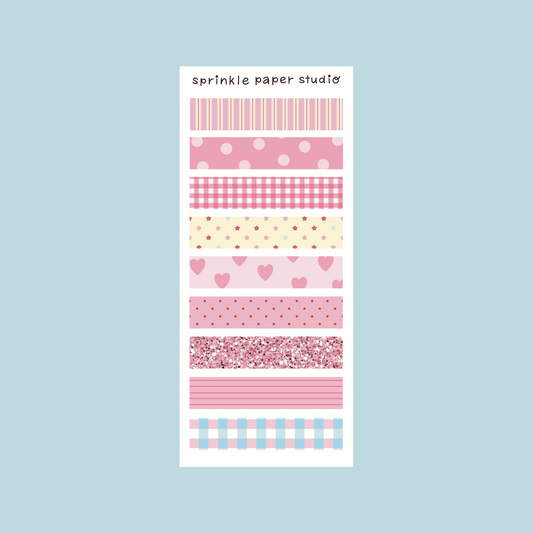 Pink washi slim sticker sheet