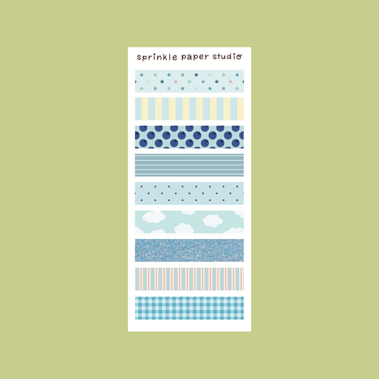 Blue washi slim sticker sheet