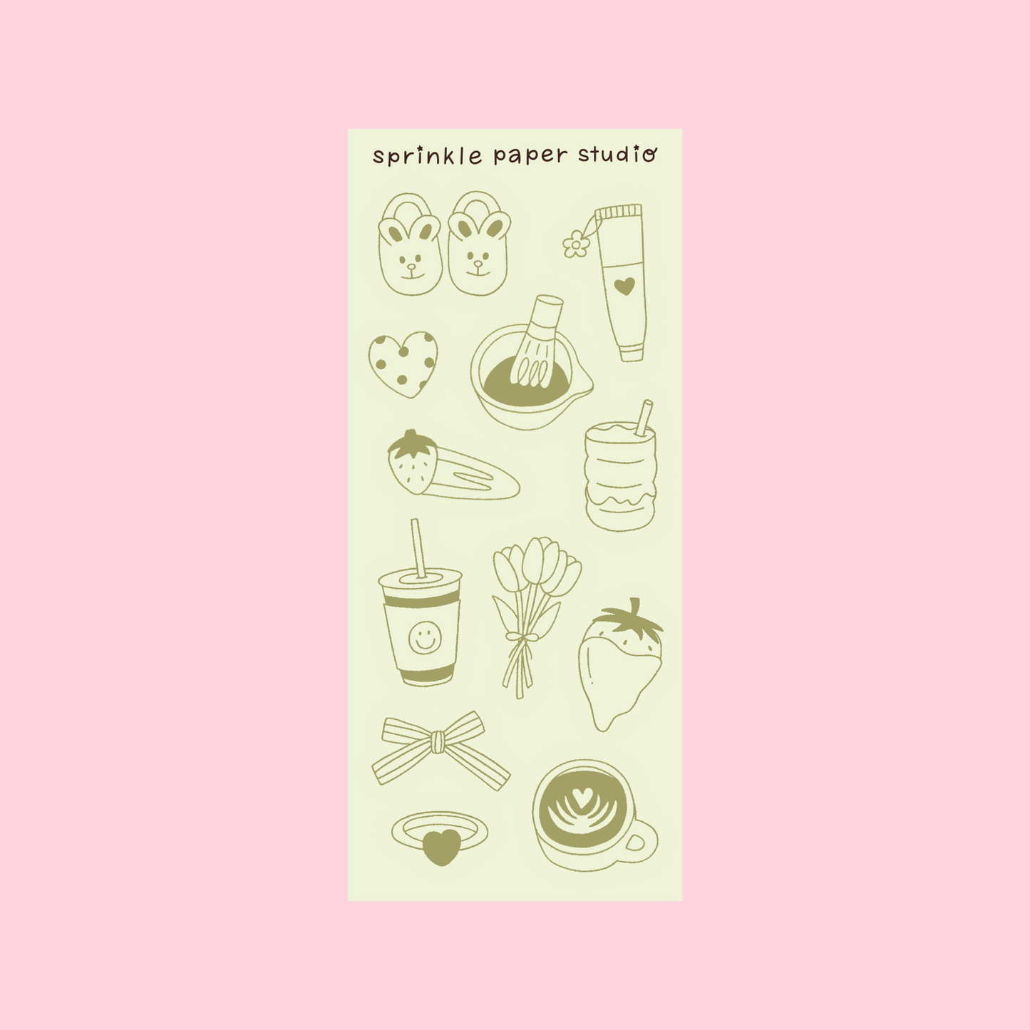 Strawberry matcha slim sticker sheet